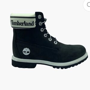 Timberland Premium 6 Waterproof Black Brushed Leather Padded-Collar Lace-Up Boot